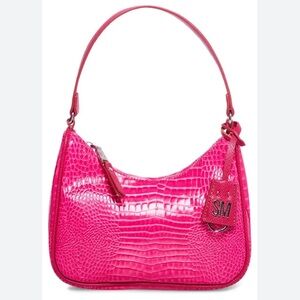 Steve Madden Janine Croc Embossed Faux Leather Pink 8” X 6” Shoulder Bag Purse